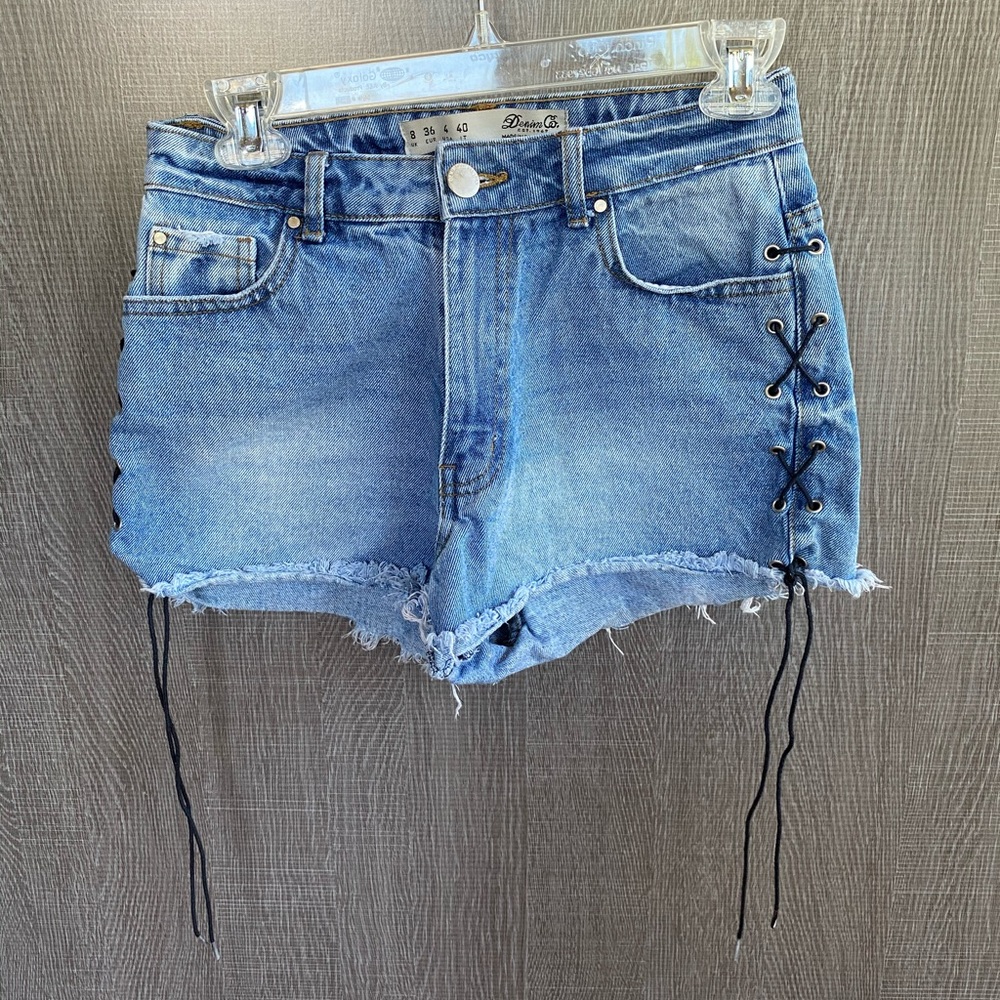 Denim Co. Denim Shorts with Lace-up Sides